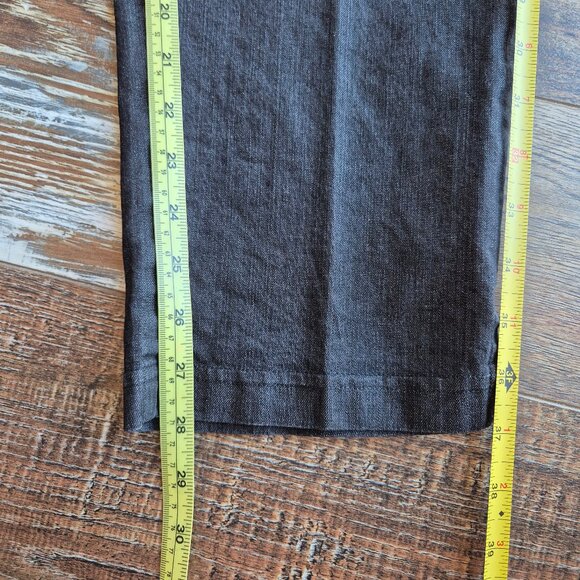 EILEEN FISHER Cotton Blend Black Chambray Tapered Ankle Pants Elastic-Waist Zip - Picture 9 of 10